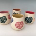 Handmade pottery stemless wine glass set